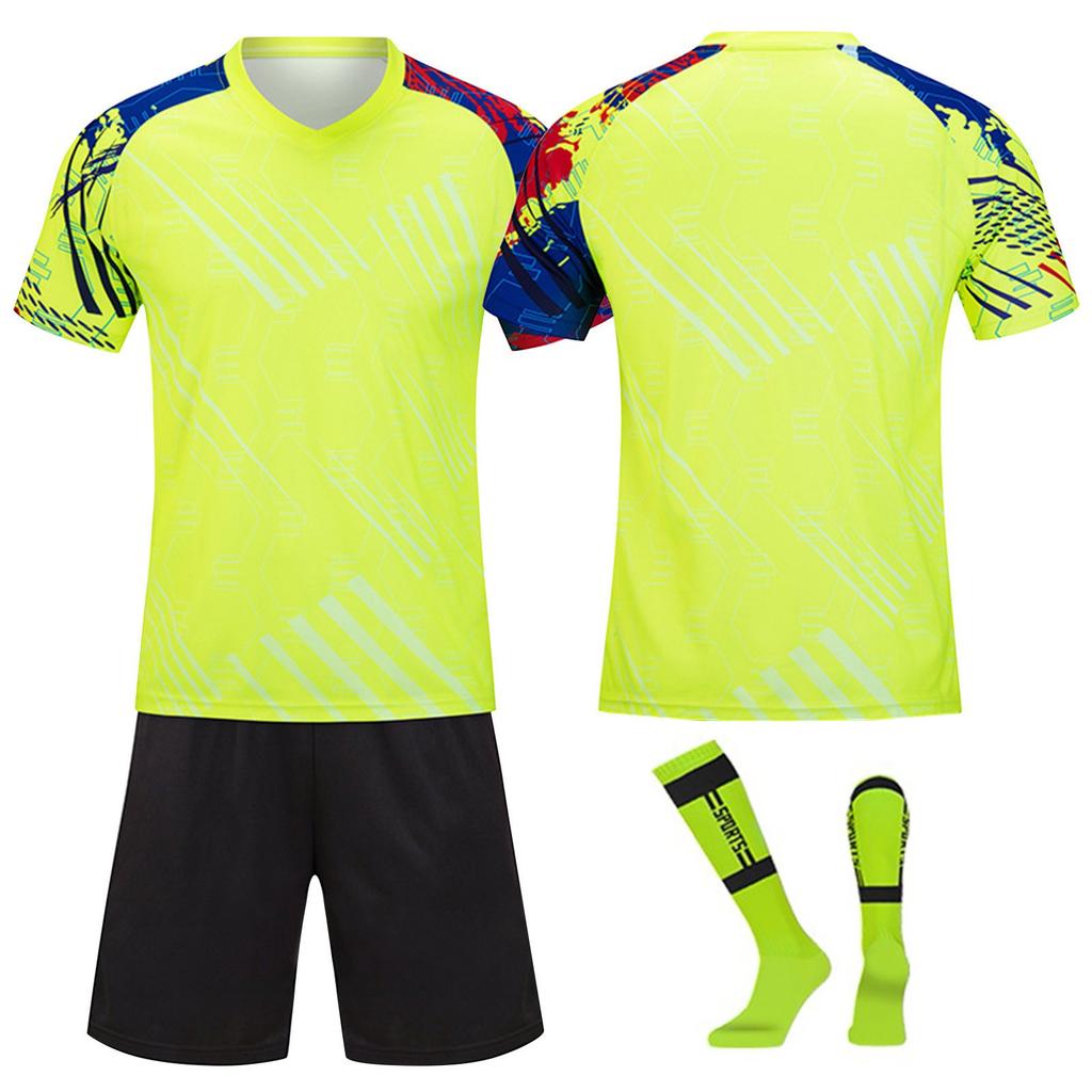 Men's Breathable Soccer Jersey Set with Shorts and Socks Quick-Dry Athletic Team Uniform Kit for Training and Matches