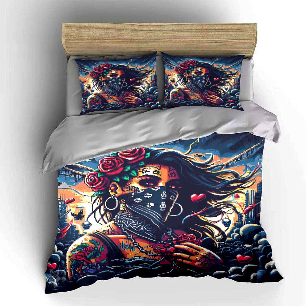 Urban Art Style Decor Set Bedding Set With 1 Duvet Cover 2 Pillowcases Single Double King Queen, Gift