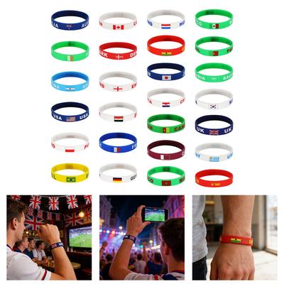 Lot de 10 Bracelets Joncs de Tournoi de Football Avec Drapeaux Nationaux des Participants Pour Supporters Cadeau Fan