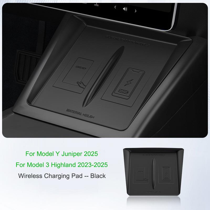 For Tesla Model Y Juniper Wireless Charge Pad Center Console Organizer Charge Station Mats Model 3 Highland Charge Anti-skid Pad