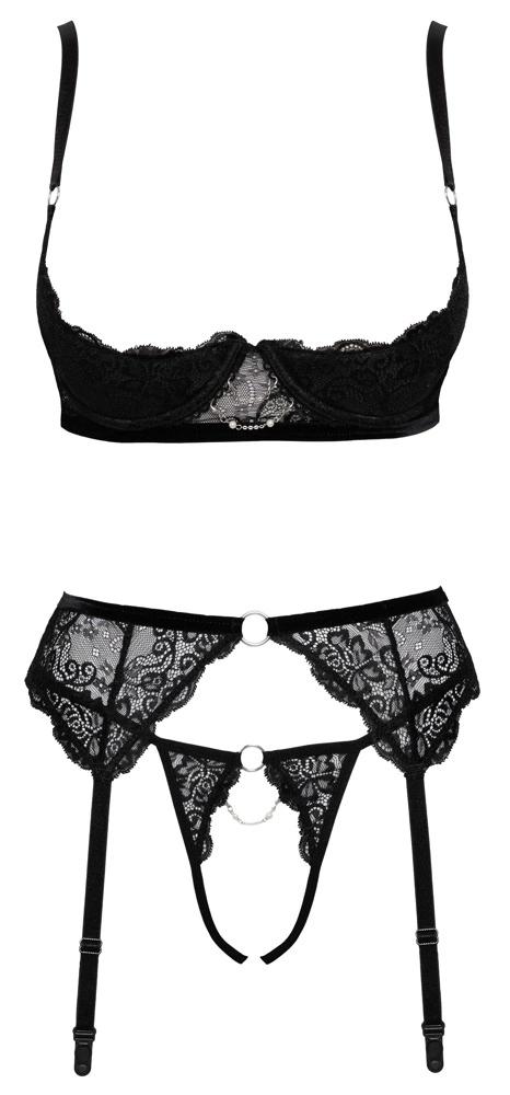 Cottelli Lingerie - Sexy Spitze 3-teiliges Set Schwarz 75B/S