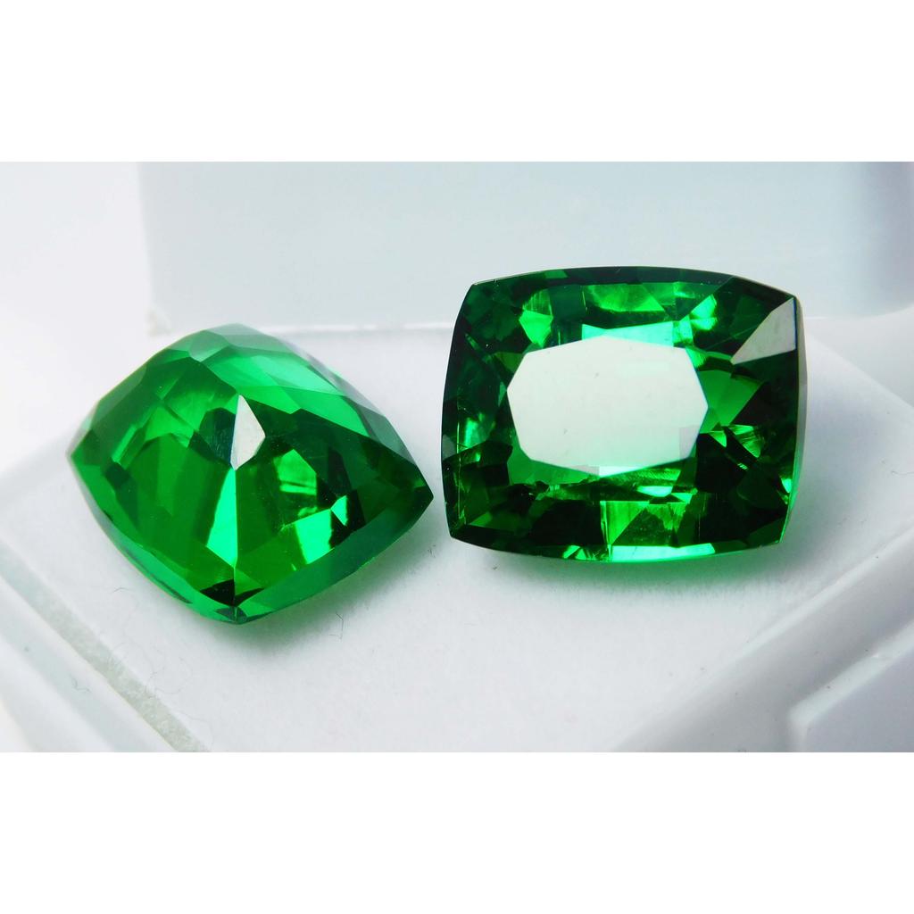 21 Ct Natural Tourmaline Green Cushion Shape Certifeid Loose Gemstones Pair