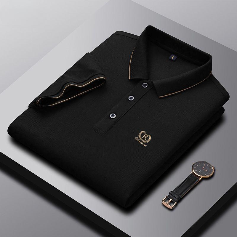 Tricou Polo Bărbătesc Brodat de Înaltă Calitate de Vară Respirabil cu Mânecă Scurtă Larg Mărimi Mari cu Guler Top Casual pentru Bărbați