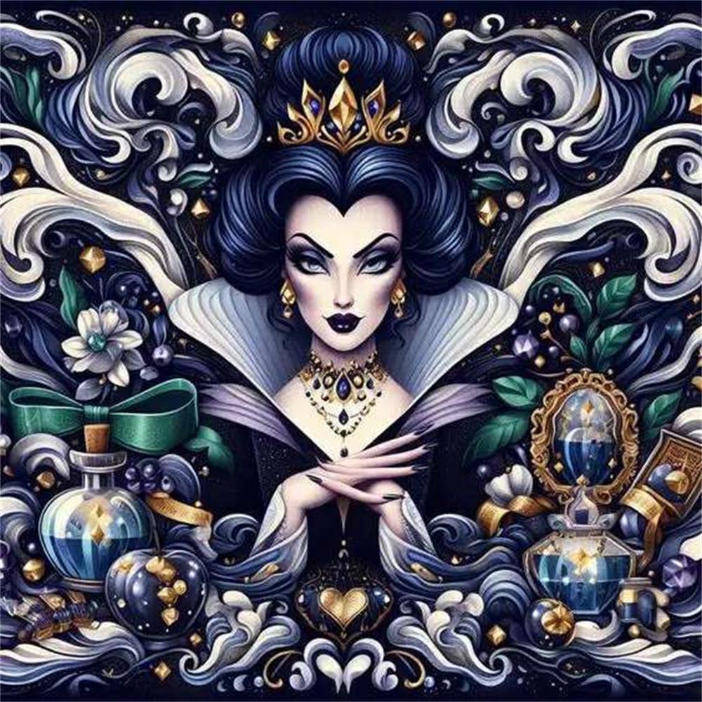 Disney Villains Puzzle Pattern Cross Printed Square Art Diamond Painting 5d Stitch Mosaic New Collection Big Size Children