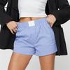 Lady Loose Shorts Women Summer Striped Print High Elastic Waist Retro Above Knee Length Casual Sport Homewear Short Pants High-Waisted