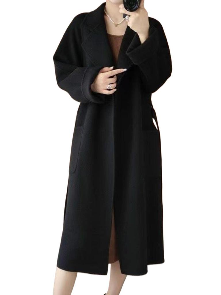 Manteau en laine ample mi-long pour femme, double face en cachemire, Automne/Hiver, style coréen