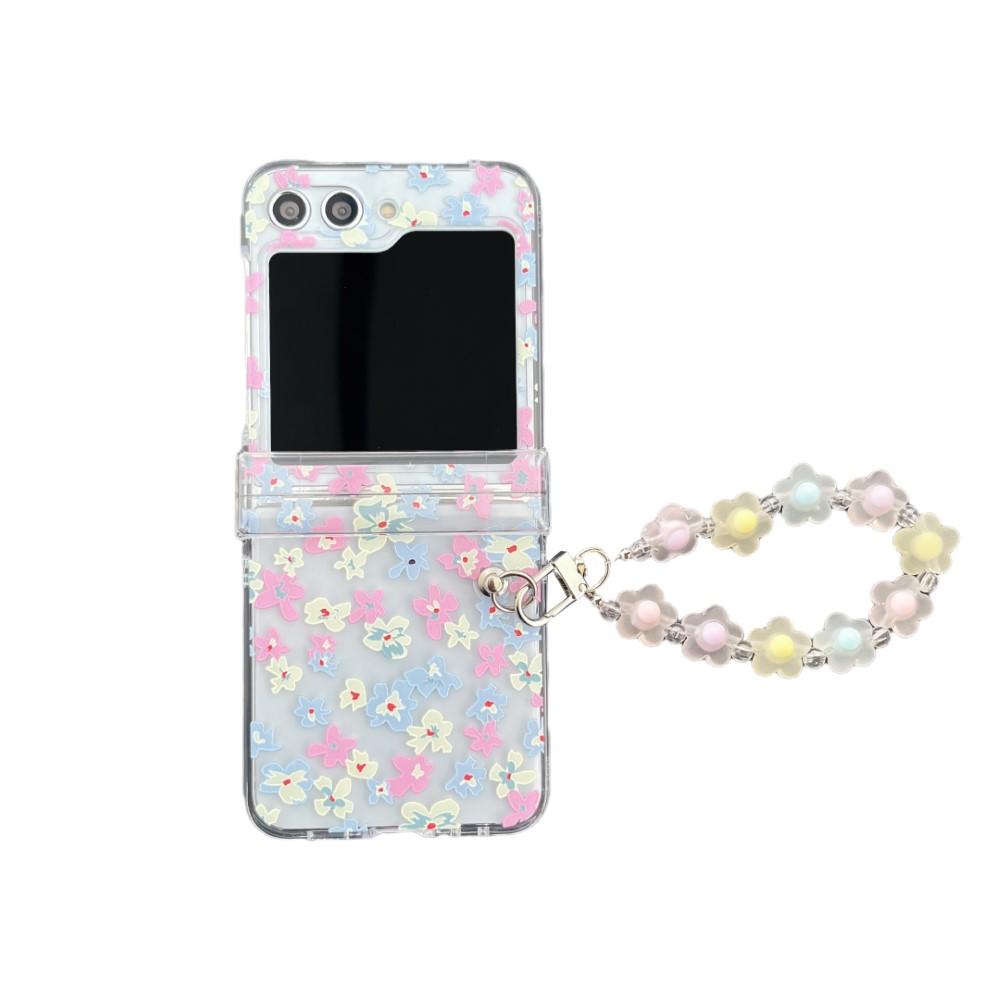 

Для Samsung Galaxy Z Flip 6 5 4 3 ZFlip5 чехол Love Flower браслет прозрачный шарнир все включено складной ударопрочный жесткий чехол Galaxy Z Flip 5