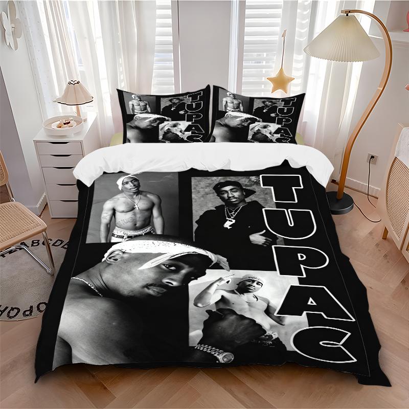 3Pcs Tupac Shakur Legacy Bedding Set Quilt Cover Pillowcase Home Christmas Xmas Halloween Gift 1 Duvet Cover 2 Pillowcase M92447