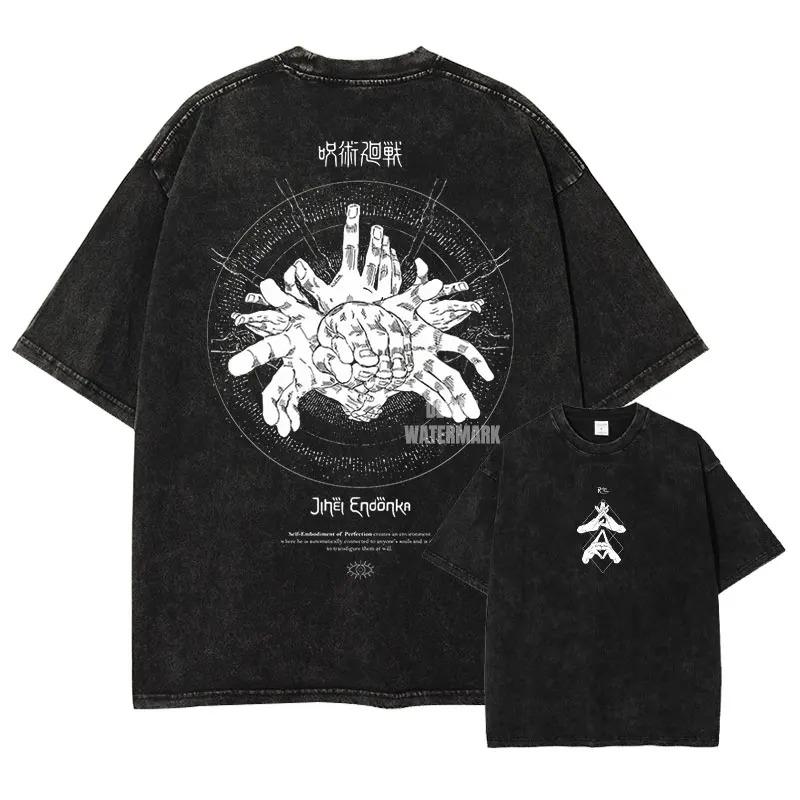 

Jujutsu Kaisen Short Sleeve Tee Anime Washed Vintage Graphic T-Shirt Man Women Cosplay Casual Tops Summer S