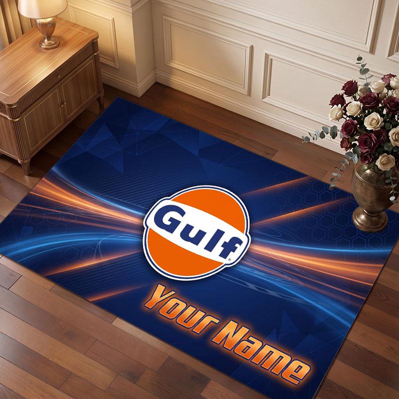 Gulf Personalized Crystal Velvet Carpet, Customized Name Text Soft Anti‑Slip Rug for Living Room Bedroom