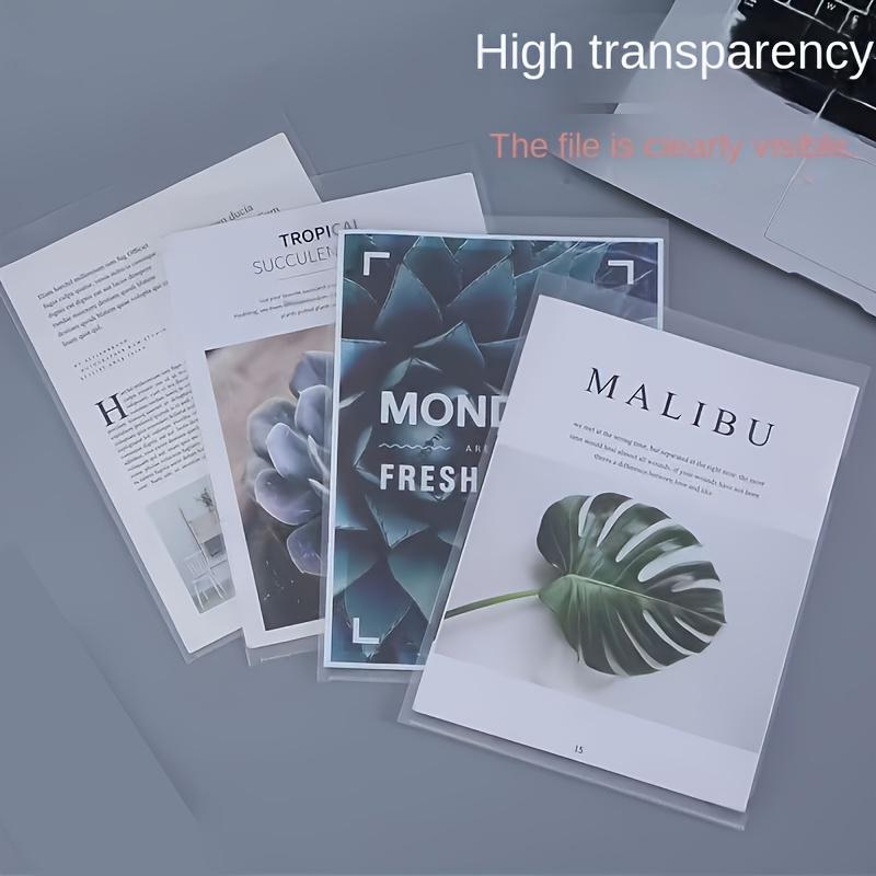 A4 Plastic File Folders - 60/30/10pcs, L-Shaped Transparent Document Protectors for Office Organization