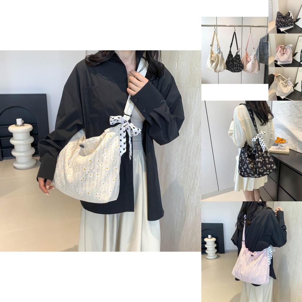 Stylish 2024 Korean Floral Canvas Tote Bag For Women With Spacious Design And Trendy Appeal