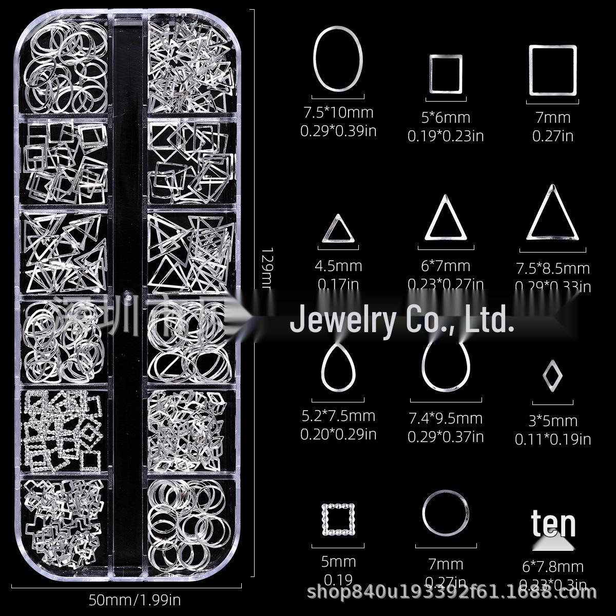 Silver Geometric Nail Art Stickers with Cross and Triangle Shapes