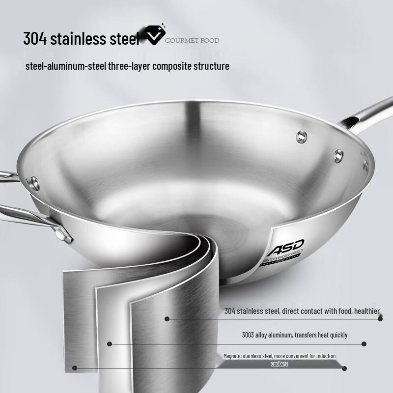 ASD 304 Stainless Steel Wok