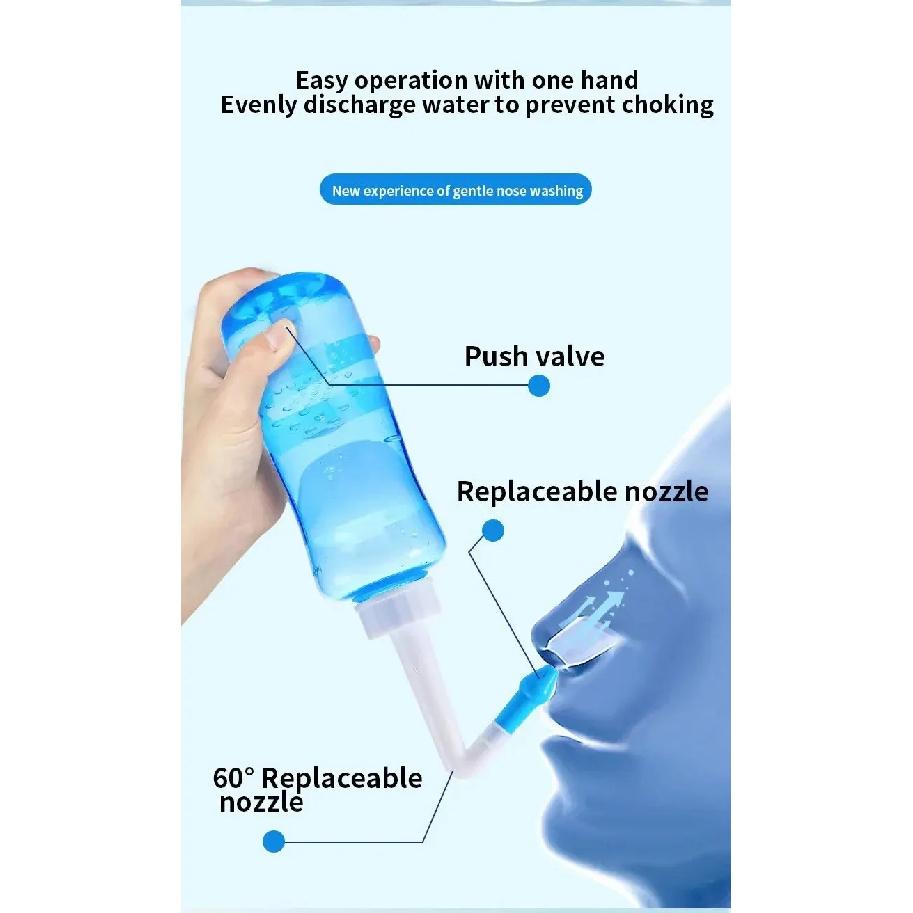 1 Piece Nasal Wash Bottle 300ml Adult And Children Nasal Cavity And Nasal Wash Bottle Physiological Saline Rhinitis Manual