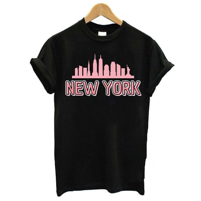 Harajuku Women Tshirt New York Summer Print White Black T Shirt Ladies Clothing 90S Tops Graphic Clothes Female Tee Shirt 2025