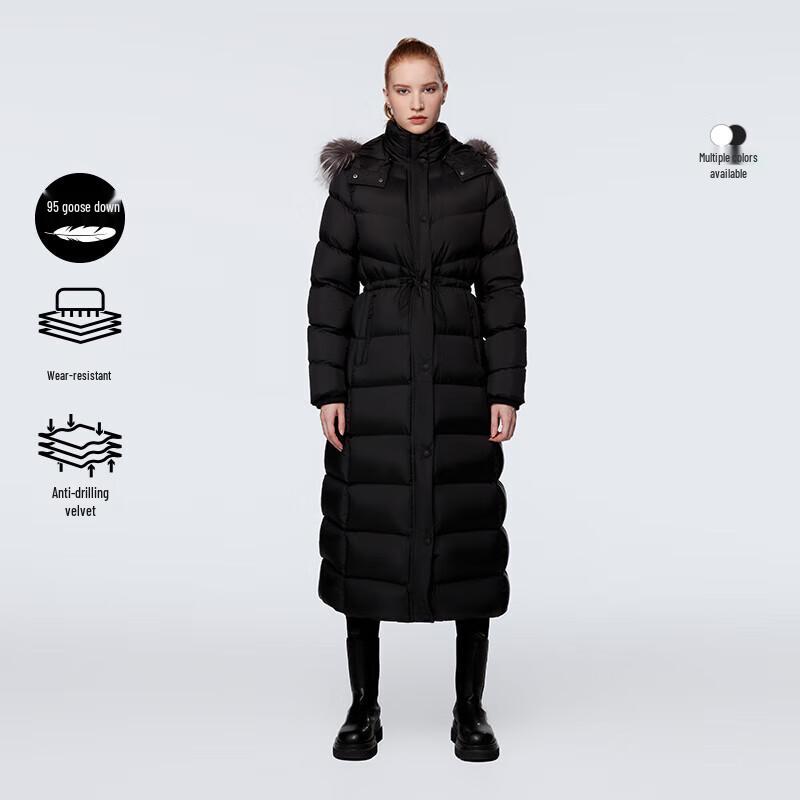 HALTI Women's Snowfield White Long Hooded Warm Goose Down Jacket HDTEA28230S