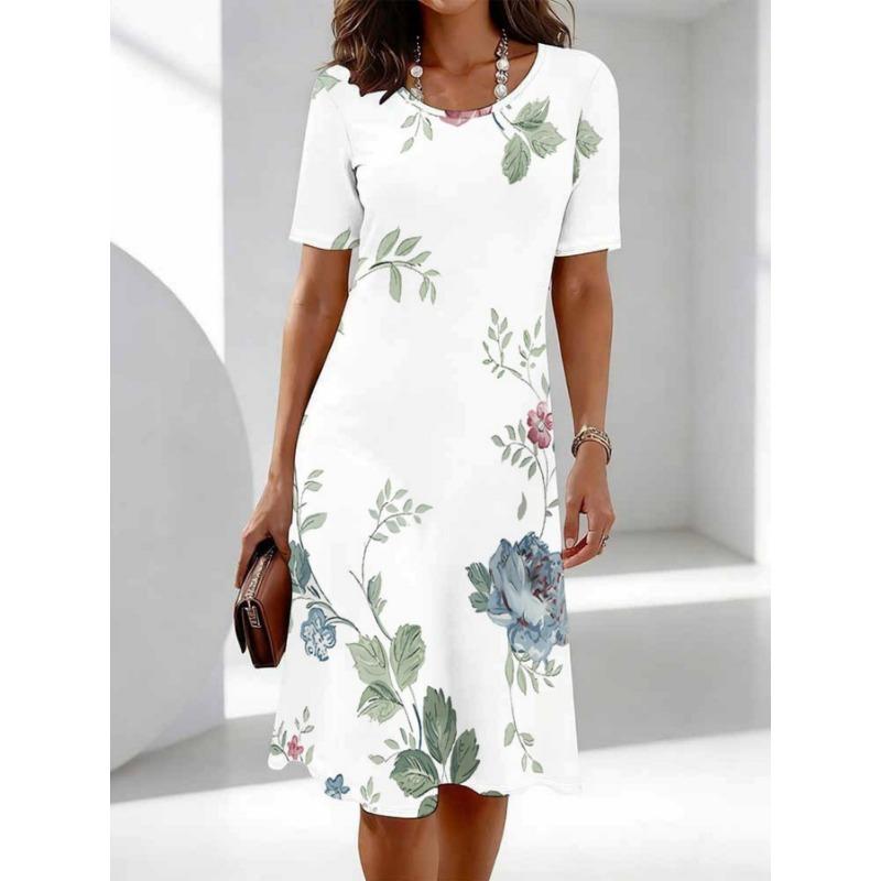 Women S Casual Printed Dress - 3D Floral Print All-Over Pattern Women S Casual Fashion Style Dress S