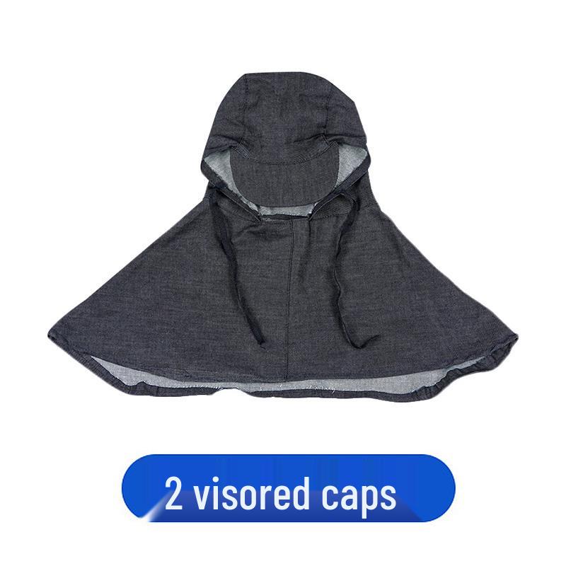 Unisex Durable Denim Summer Hood with Removable Shawl for Industrial Work