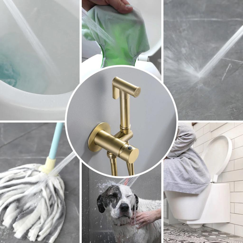 Portable Bidet Sprayer Set Black Bidet faucet Stainless Steel Toilet Faucet Hot Cold Water Mixer Bathroom Shower Head