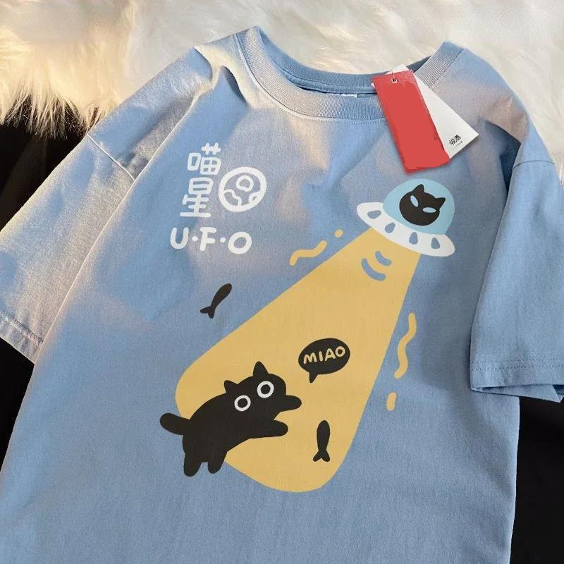 

American Retro Short Sleeved T-shirt Men/Women 2025 Summer New Korean Ins Neutral Style Round Neck Top XL