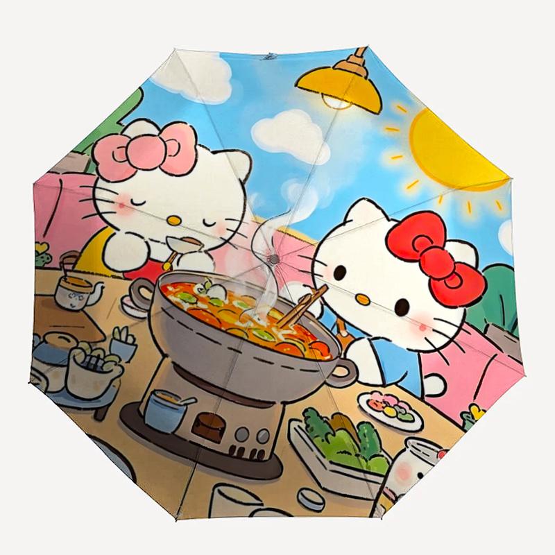 1pc Hello Kitty Automatic Opening/Closing Umbrella with Foldable Design and Iron Frame - Perfect Gift for Fans, Travelers, and Daily Use.A103