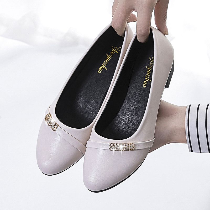Shoes for Women Beige with Medium Heels Pointed Toe Office Woman Pumps Casual Lastest Popular Elegant Dress Korean Style Y2k