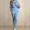 (S-5XL) Tuta da Jogging da Donna Taglie Forti 2 Pezzi Tute Monocolore Felpe con Cappuccio Foderate in Pile Set di Pantaloni