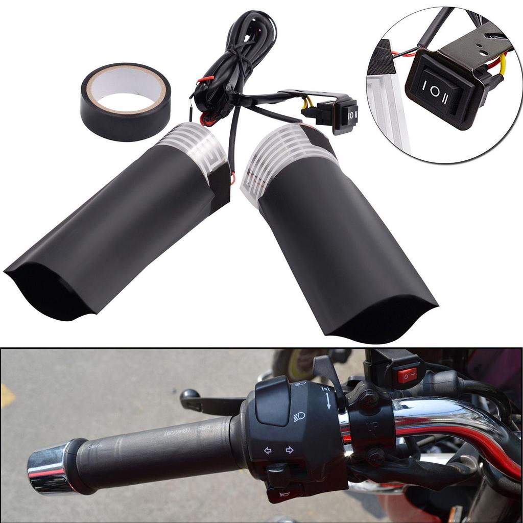 12V Heated Hand Grips Pad Handlebar Warm Heater Multi-Temperature For Motorcycle