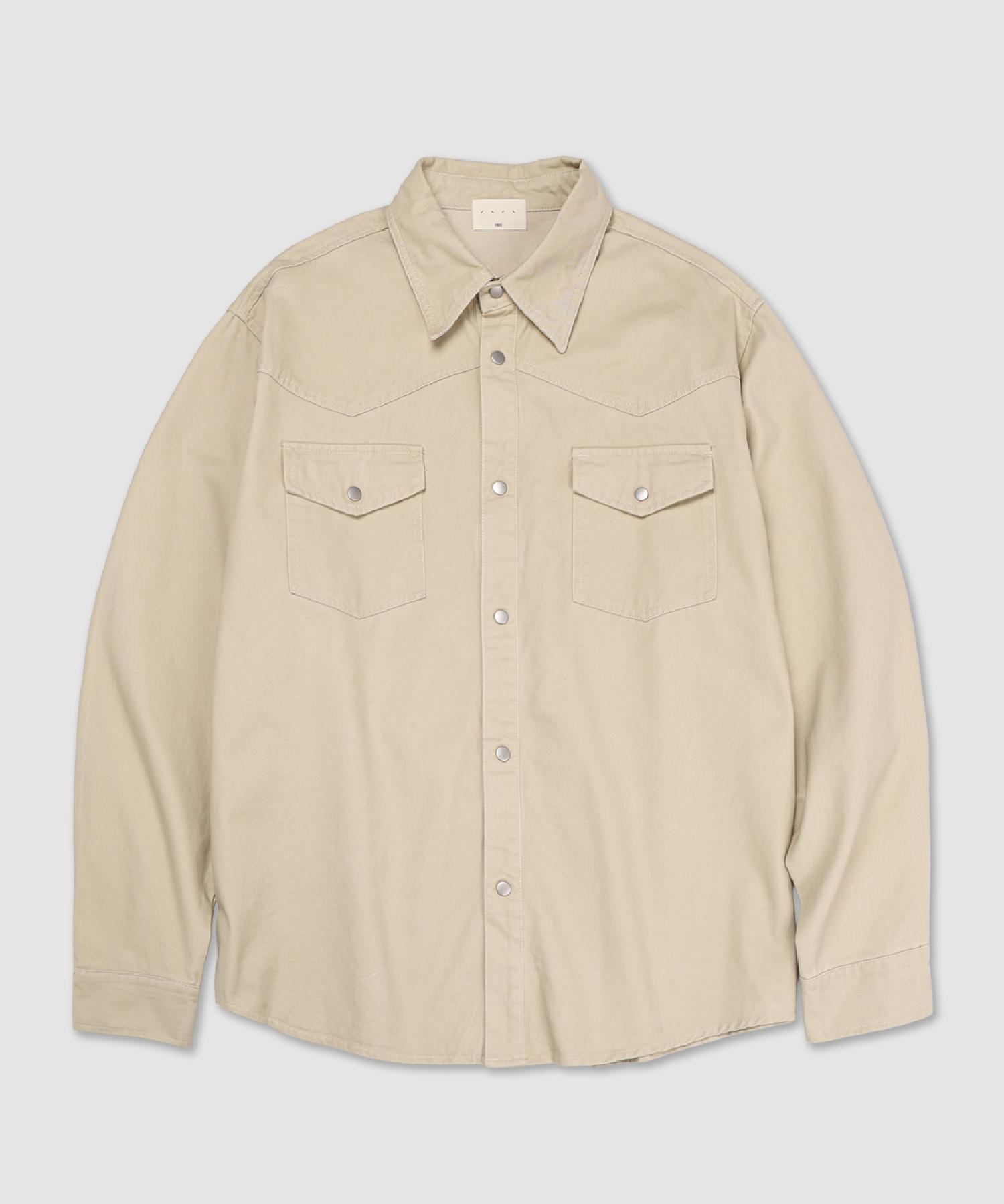 And Again Washed Western Cotton Shirt (Light Beige) Free