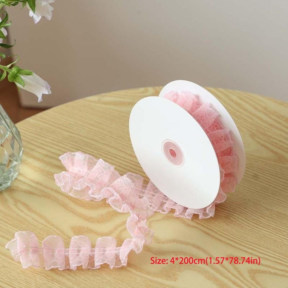 2M Length Ruffled Lace Ribbon 4cm Width Ballet Lace Ribbon Elegant Frilly Lace Trim Sewing Craft