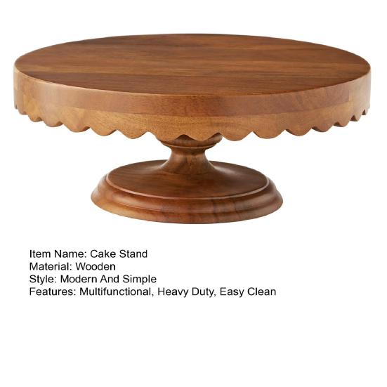 Runder Kuchenständer aus Holz mit gewelltem Rand Dessert-Präsentationsplatte Multifunktionales Charcuterie-Brett Cupcake-Halter-Ständer Obstteller Küchenhelfer