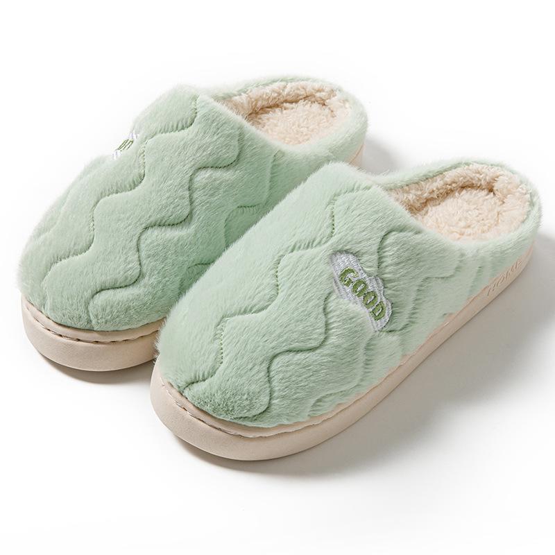 Cotton slippers men's winter new home warm cotton shoes couple velvet cotton mop non-slip silent wool slippers