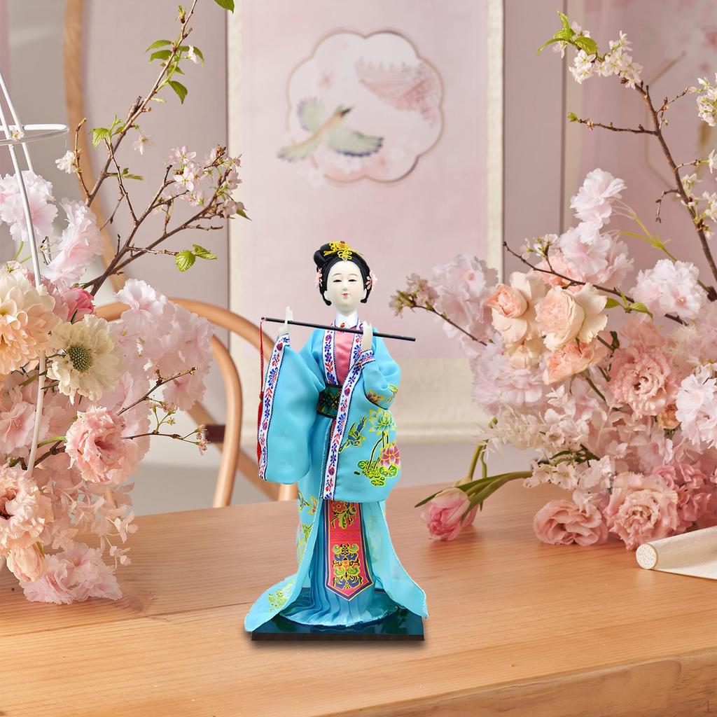 Chińskie Rękodzieło Jedwabna Figurka Kolekcjonerska Lalka Dekoracja Stabilna Podstawa z Makijażem Na Biurko