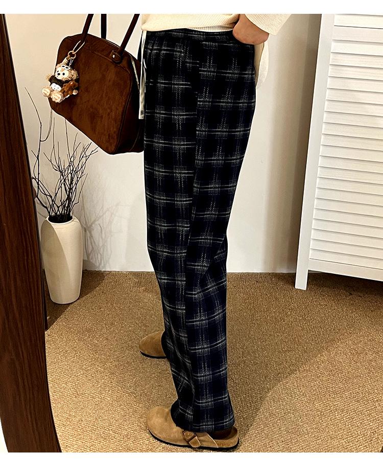 Women's Plus Size High Waist Vintage Plaid Wide Leg Pants - Winter 2025 Collection