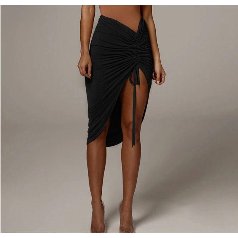 

Элегантная плиссированная асимметричная юбка для танцев хип-хоп Black S