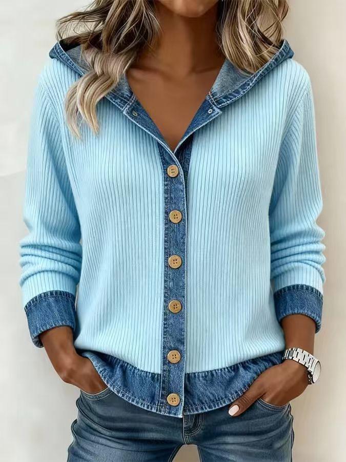 Women's Plaid Loose Hoodie Cardigan - Autumn/Winter Style