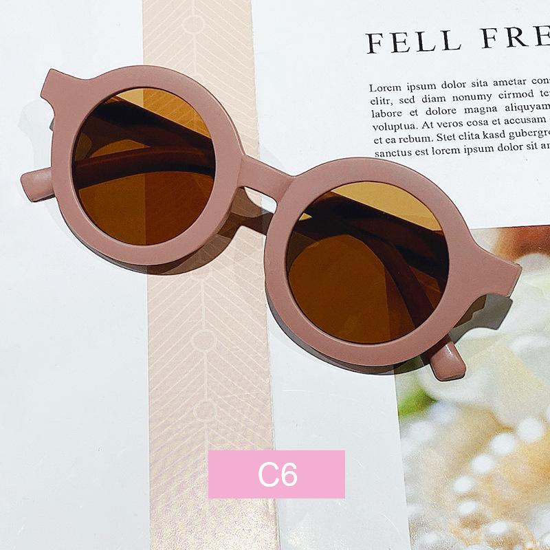 High Quality Durable High Quality Free shipping children's color round frame light PC cute small face sunglasses