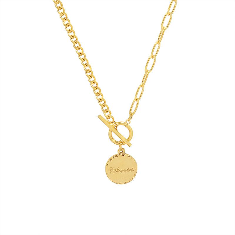 New Chain To Create Ot Buckle Round Brand Pendant Collarbone Chain Plated 18K Gold Hip-Hop High Street Necklace P101