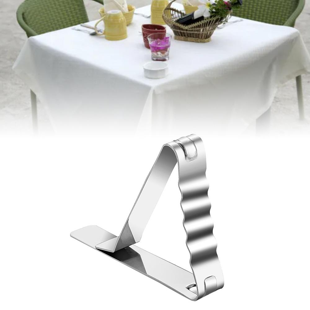 6Pcs Stainless Steel Tablecloth Clips High Elastic Large Caliber Desktop Fixing Clamps Triangle Tablecloth Fixing Clips Banquet