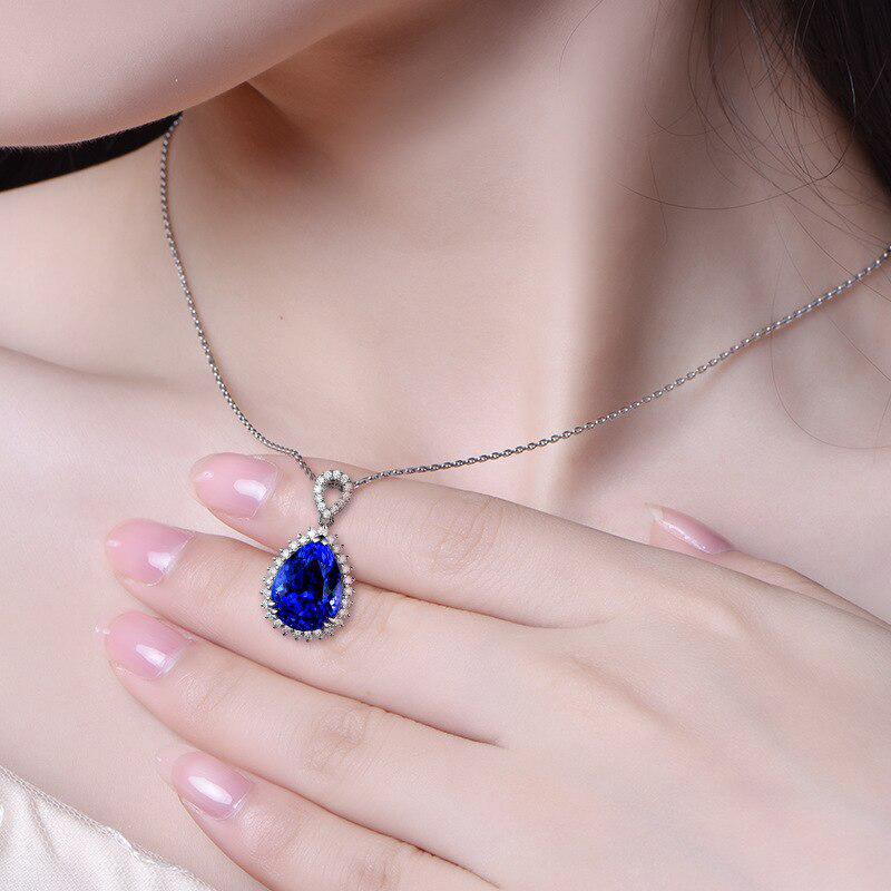 Lindon Fashion  Necklace Water Drop Shape Zircon Pendant For Women Wedding Jewelry