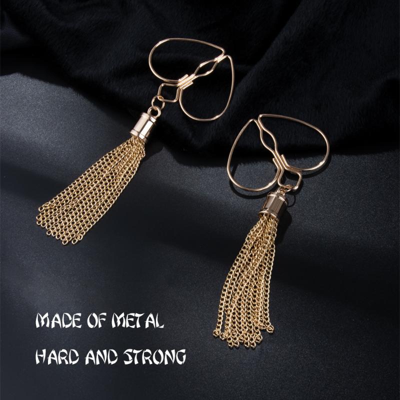 1Pairs Heart Nipple Clamps With Tassel Sex Adjustable Body Clips Non-Piercing Jewelry For Women And Couples
