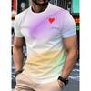 Summer Men's Gradual Change 3D Printed Crew Neck T-shirt