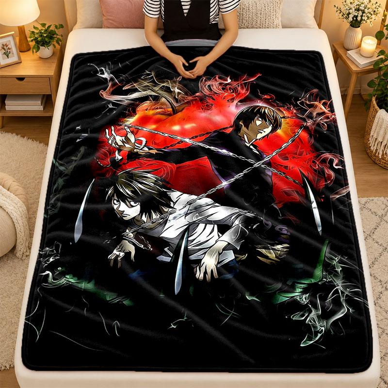 Flannel BlanketDeath Note Warm Soft Throw Blanket for Indoor Sofa Bed Living Room Use