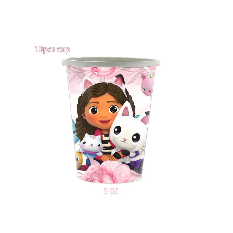 Gabby’s Dollhouse Theme Party Children’s Birthday Disposable Tableware Holiday Decoration Gabby Cat Balloon Supplies Party Fav