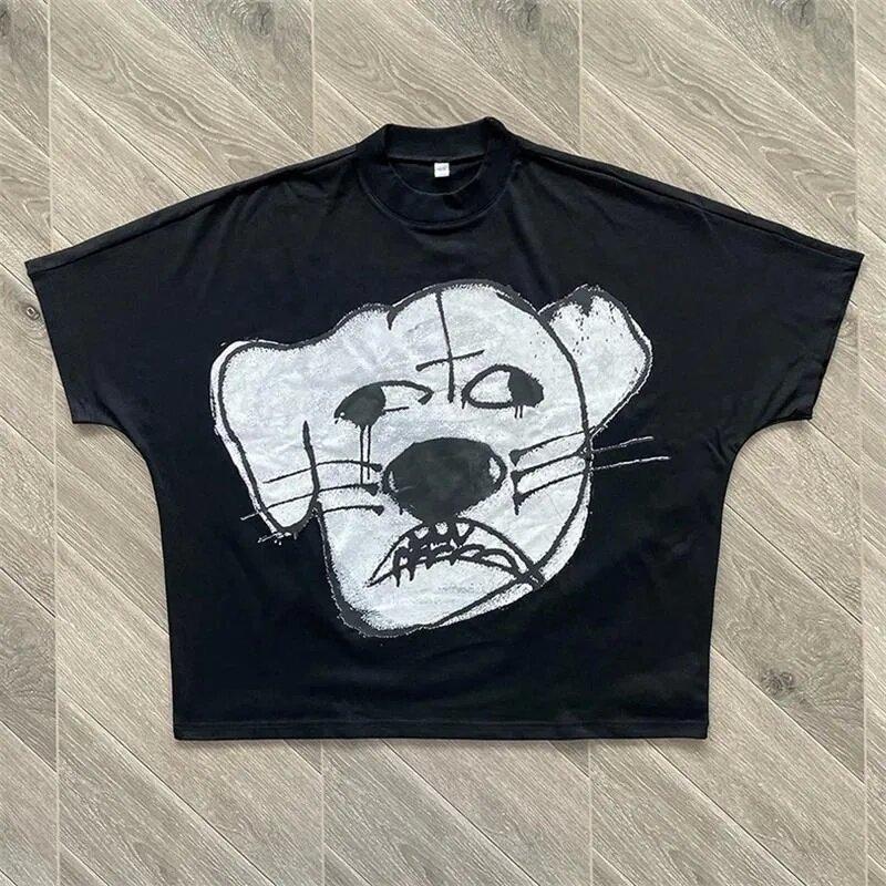 Unisex Harajuku High Street Pár Grafické Y2k Top Kreslené Ďábel Grafické Tričko Potištěné Oversize Gotický Streetwear Gotický