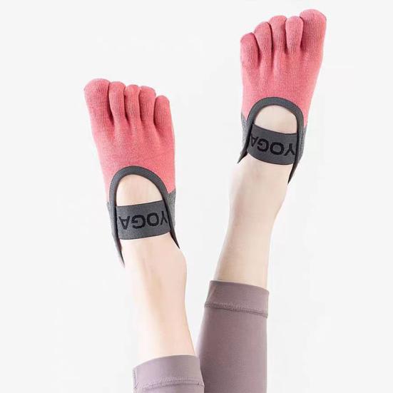 1 Pair Women Yoga Socks Non-Slip Bottom Five Toe Socks Ballet-Style Design Studio Exercise