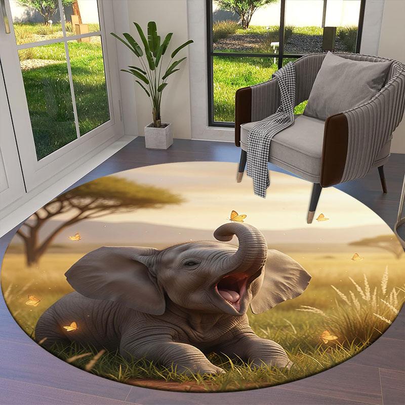 Animalsthatyawn Round Area Rug,Carpet Rug for Living Room Bedroom Sofa Playroom Decor,Non slip Floor Mat