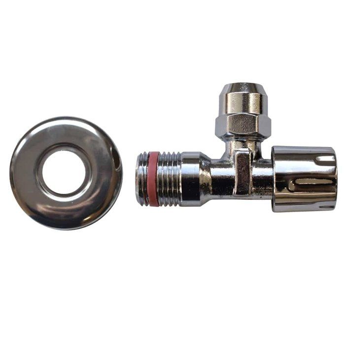 Self-sealing 3/8" Chrome Stop Valve with Escutcheon