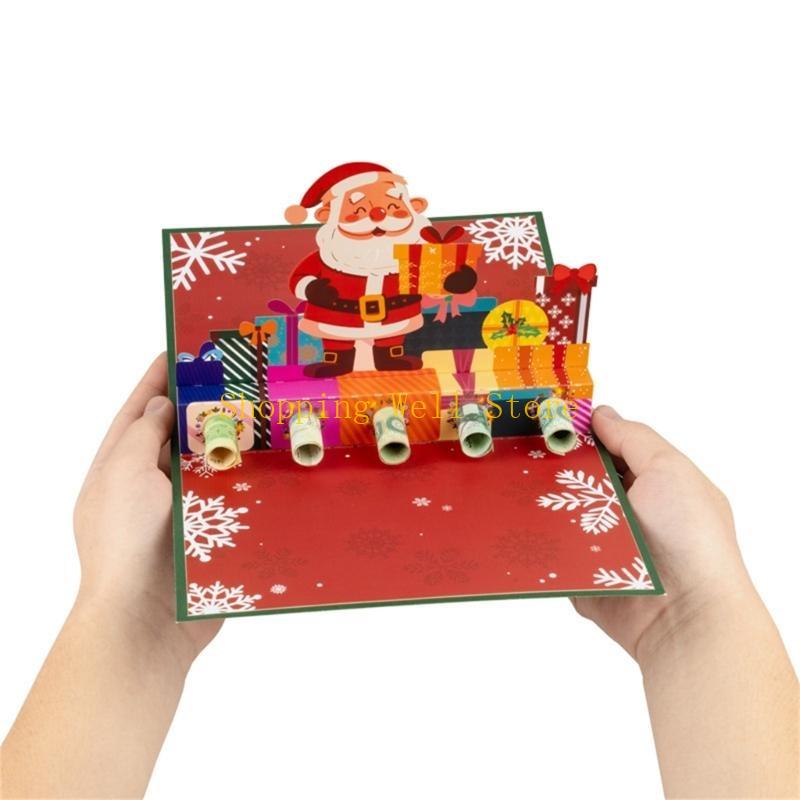 KX4B Pleased 3D Christmas Greeting Cards Festival 3D Christmas Cards with Envelopes Unique Holiday Greeting Experience